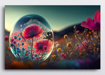 Tablou canvas - Flori abstracte intr-o sfera