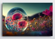 Tablou canvas - Flori abstracte intr-o sfera