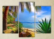 Tablou multicanvas - Plaja cu palmieri
