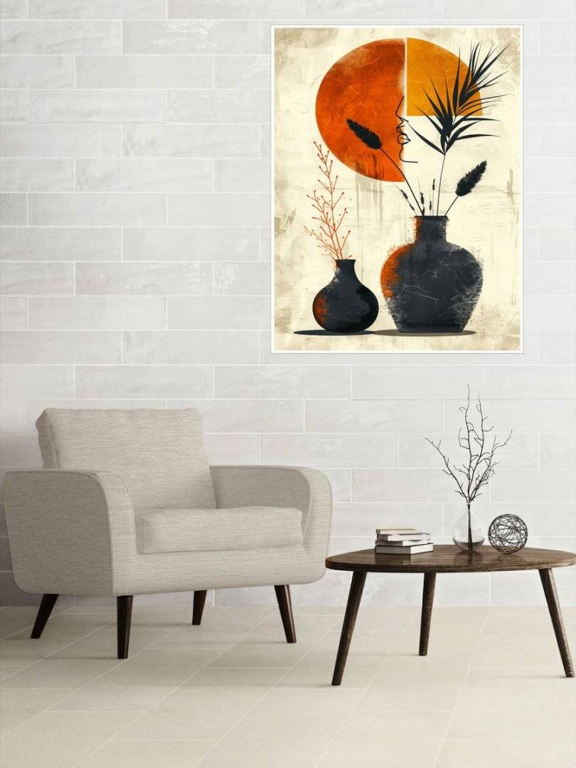 Poster boho art - Contur printre plante