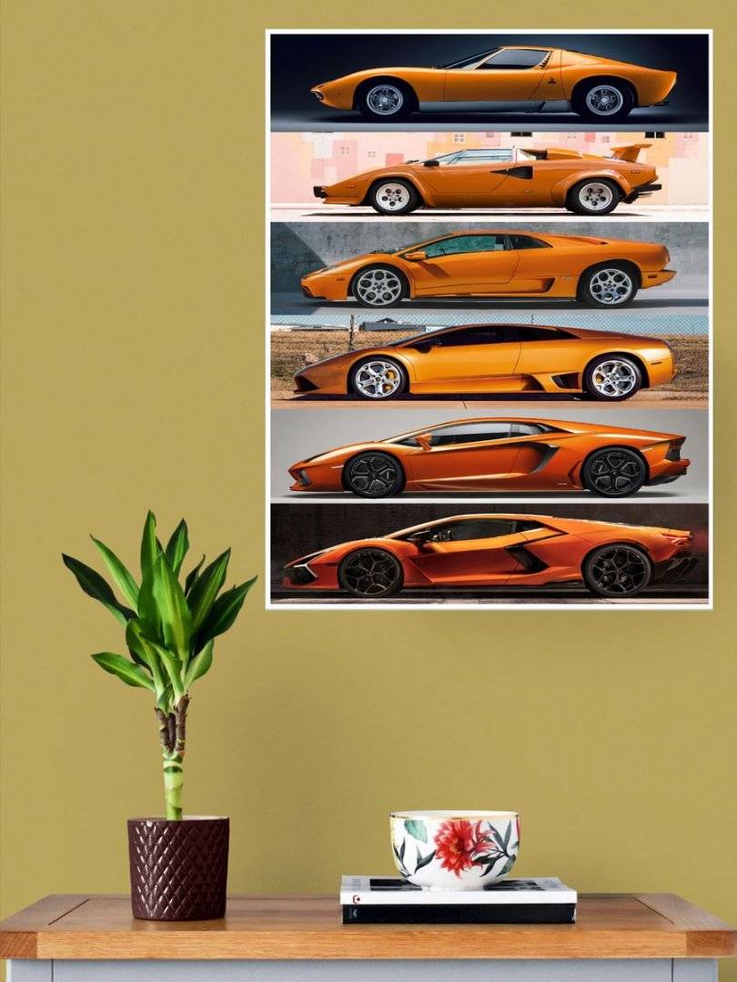 Poster auto - Lamborghini V 12 - Generatii 