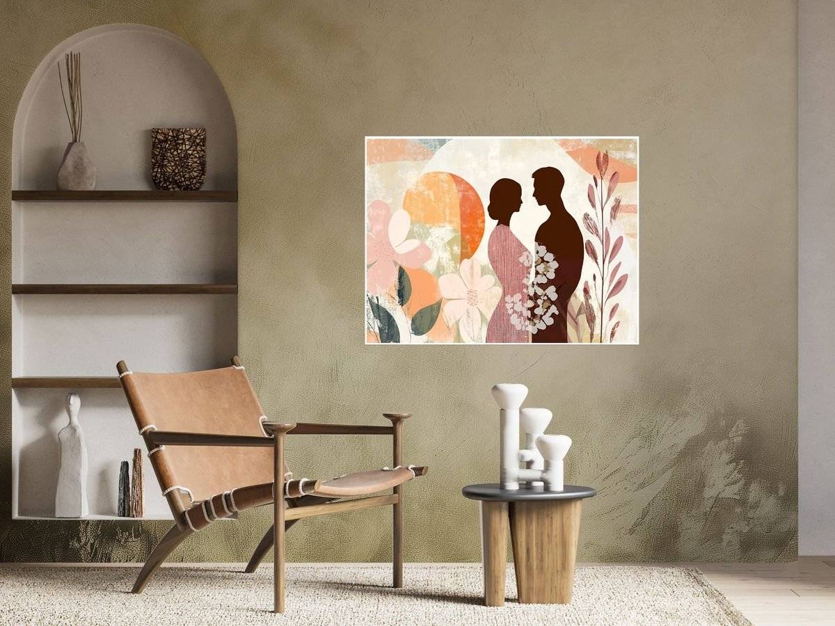 Poster boho art - Siluete cuplu romantic