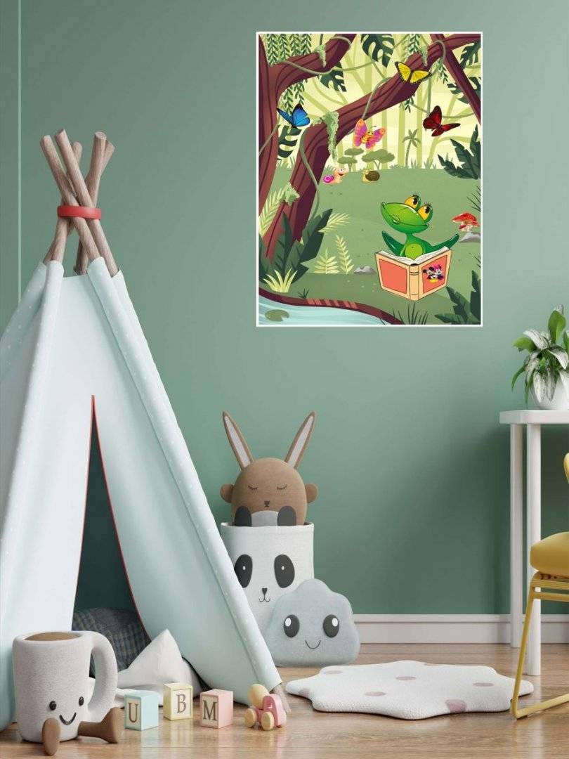 Poster copii-Broscuta citind-foto poster decorativ 