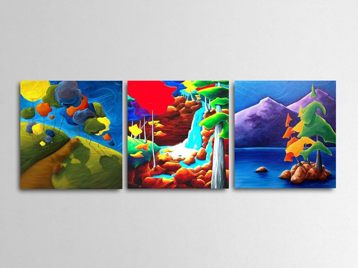 Set 3 tablouri canvas -  Secvente din natura