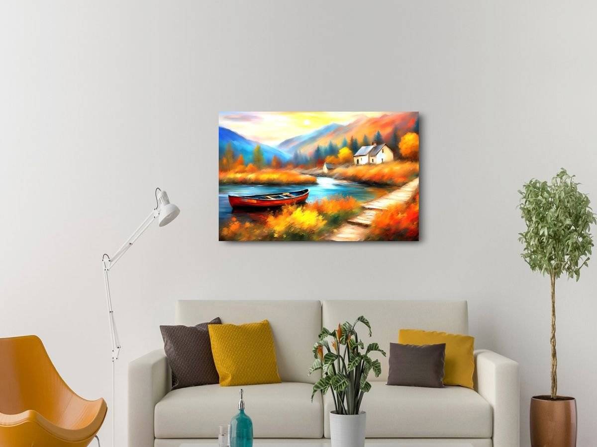 Tablou canvas - Barca pe rau
