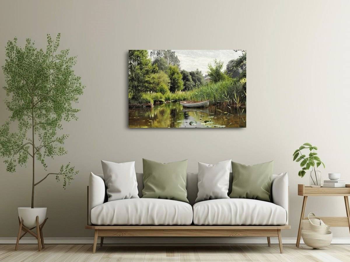 Tablou canvas - Barca plutind langa stufaris - Peder Mørk Mønsted