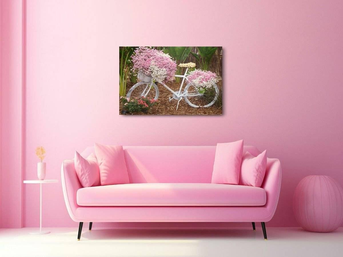 Tablou canvas - Bicicleta cu flori proaspete