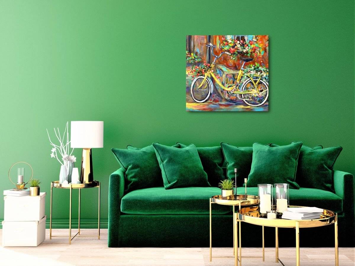 Tablou canvas - Bicicleta si flori