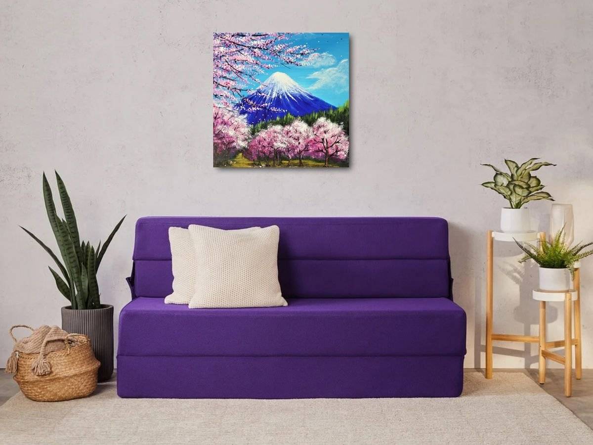 Tablou canvas - Fuji - ciresi in floare