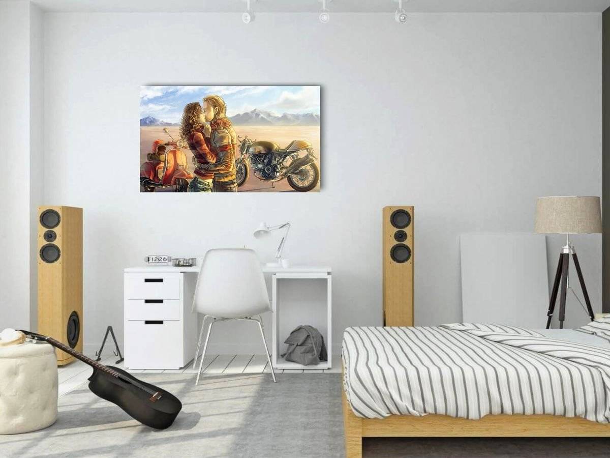 Tablou canvas - Iubire si motoare - desen