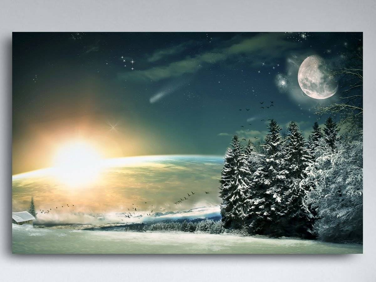 Tablou canvas - Noapte montana iarna