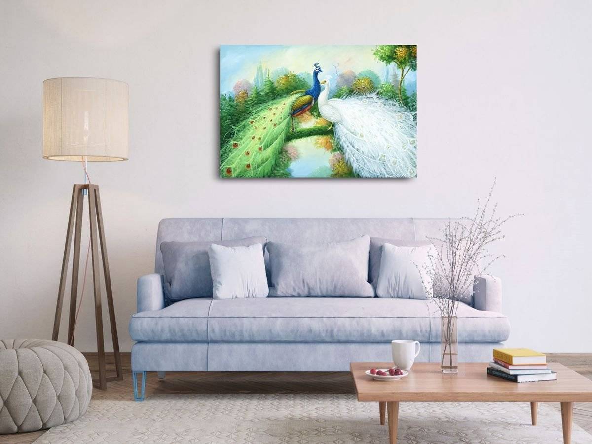 Tablou canvas - Peisaj cu pauni