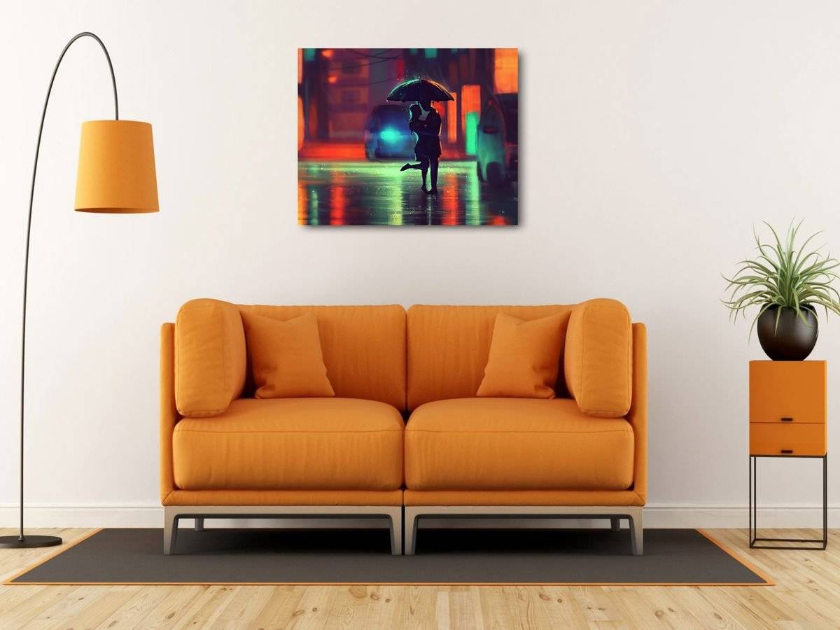 Tablou canvas - Romanta de seara in ploaie