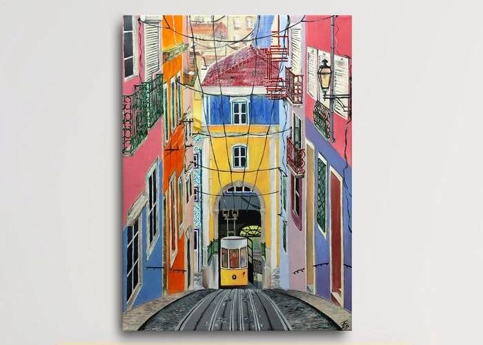 Tablou canvas - Strada in panta din Lisabona