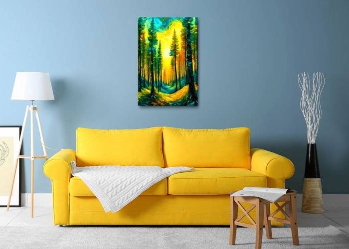 Tablou canvas - Un apus in padurea de conifere