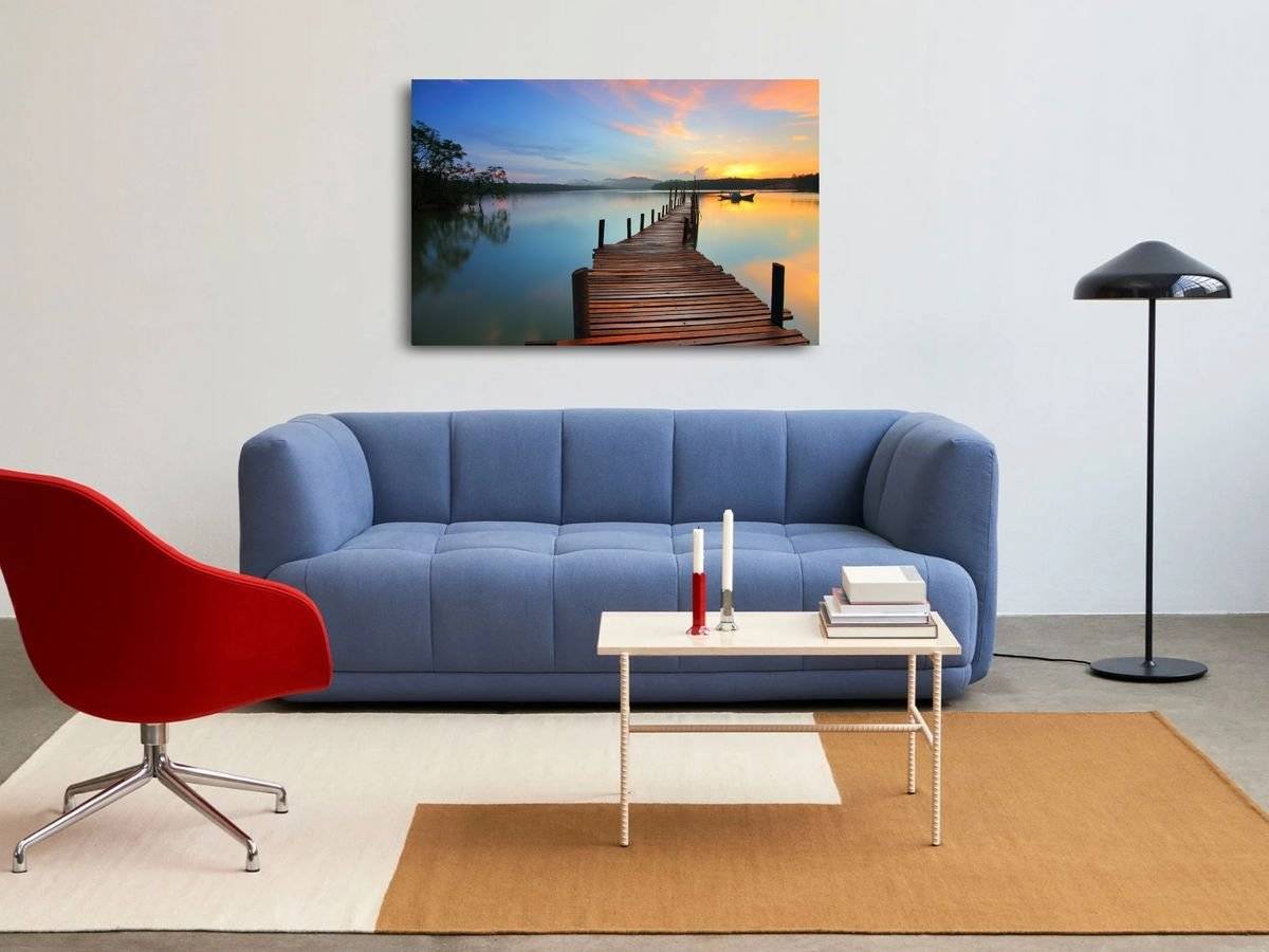 Tablou canvas -Ponton si barca in amurg