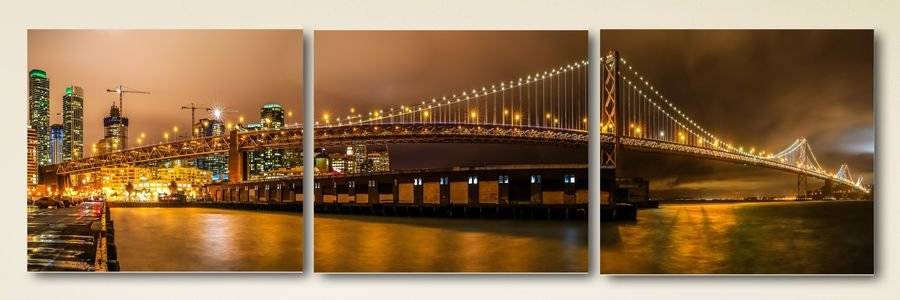 Tablou multicanvas - Seara furtunoasa peste podul din San Francisco