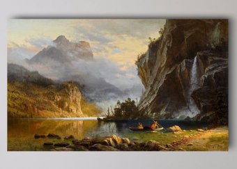 Tablou canvas -  Indieni la pescuit cu harpon - Albert Bierstadt