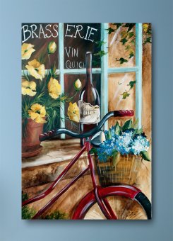 Tablou canvas - Bicicleta cu flori de liliac