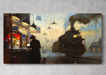 Tablou canvas - Un gentleman in asteptarea trenului de noapte