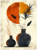 Poster boho art - Contur printre plante