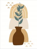 Poster boho art - Vas ceramic si planta