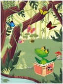 Poster copii-Broscuta citind-foto poster decorativ 