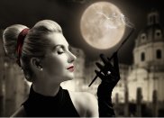 Profil retro si luna -Foto Poster