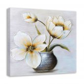 Tablou canvas - Albe flori in vas de ceramica