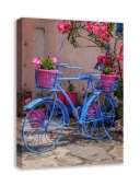 Tablou canvas - Bicicleta albastra si flori