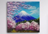 Tablou canvas - Fuji - ciresi in floare