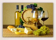 Tablou canvas - Pahar cu vin alb si struguri