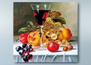 Tablou canvas - Pahar de vin rosu si fructe