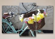 Tablou multicanvas - Bicicleta cu flori proaspete